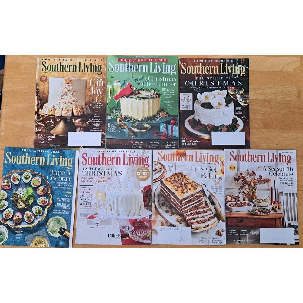 Southern Living Magazine Lot of 7 Magazines Cooking Entertaining Crafts Collage
